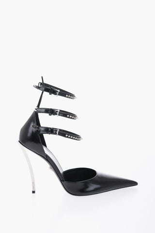Leather Ankle-Strap Pumps with Studs 11.5cm