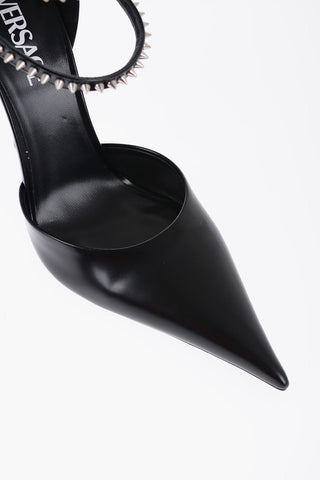 Leather Ankle-Strap Pumps with Studs 11.5cm