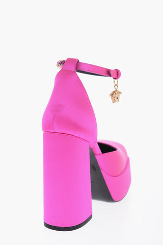 사틴 플랫폼 펌프스 12cm 보석 장식 스트랩