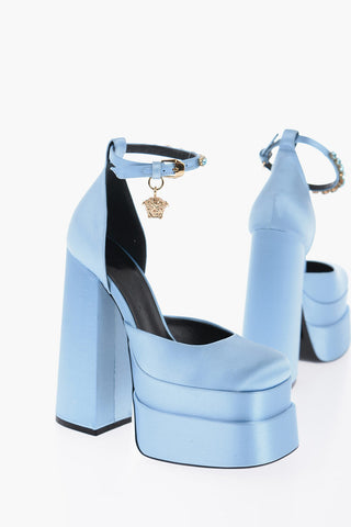 Jewel Strap Satin Platform Pumps 16cm