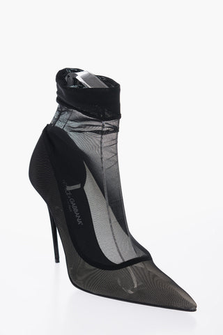 Stivaletti In Mesh Elasticizzata Con Punta Stretta 11cm