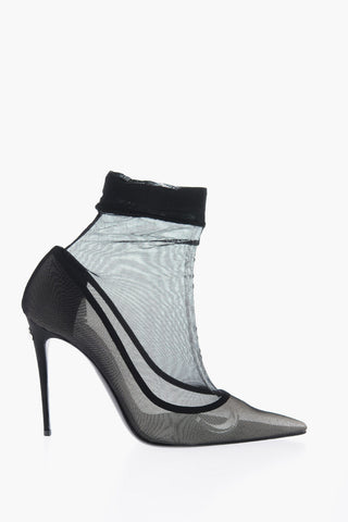 Stivaletti In Mesh Elasticizzata Con Punta Stretta 11cm
