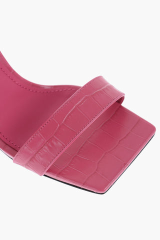 Embossed Leather SQUARE POP Sandals With Logo Heel 12 cm