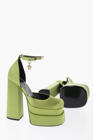 Jewel Strap Satin Platform Pumps 16cm