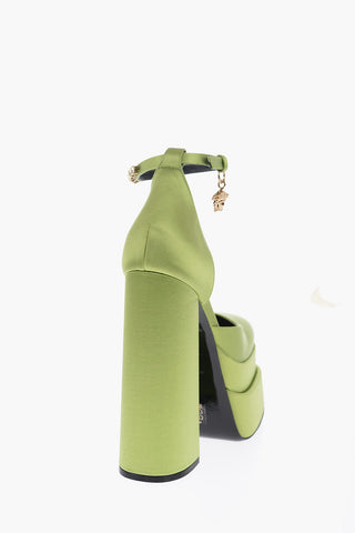 Jewel Strap Satin Platform Pumps 16cm