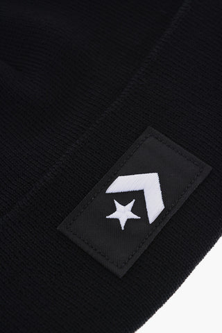 Beanie in Tinta Unita con Logo a Contrasto