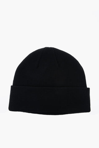 Beanie in Tinta Unita con Logo a Contrasto