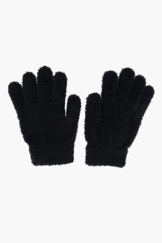 Set aus Handschuhen und Beanie aus weichem, pelzigem Stoff