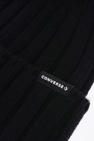 Beanie in Tinta Unita a Coste con Pom Pom