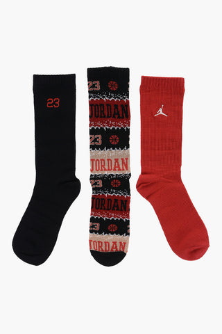 AIR JORDAN Set 3 Paia di Calzini Lunghi Ricamati