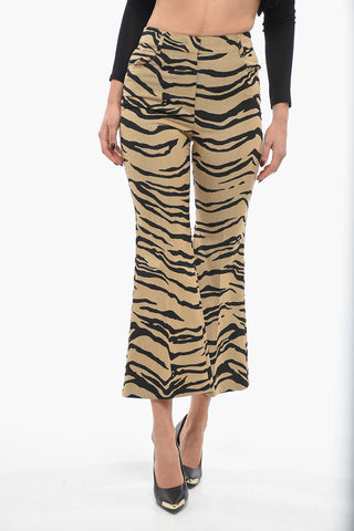 Cropped Fit Bootcut Pants with Tiger Motif