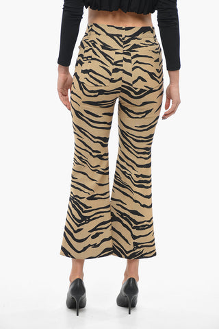 Cropped Fit Bootcut Pants with Tiger Motif