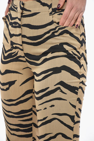 Cropped Fit Bootcut Pants with Tiger Motif