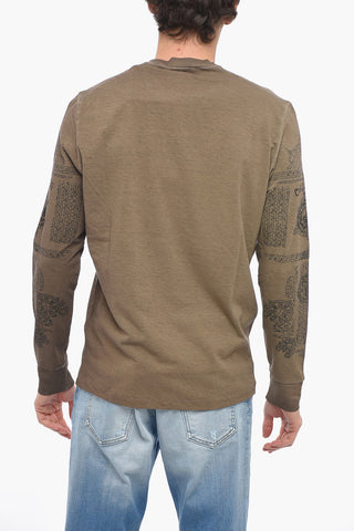 Crew Neck Cotton T-Shirt with Lettering Logo
