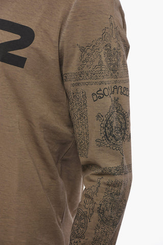 Crew Neck Cotton T-Shirt with Lettering Logo