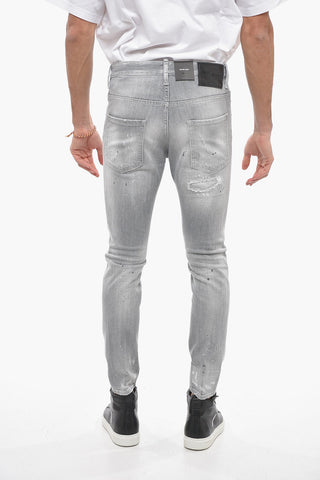 Distressed Skater Fit Denims with Rhinestones 16cm