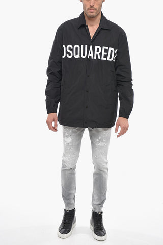 Nylon COACH Overshirt with Printed Maxi Logo
