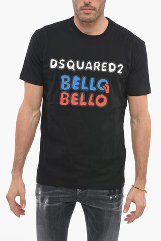 Crew Neck BELLO BELLO Paint Printed T-Shirt