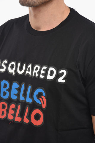 Crew Neck BELLO BELLO Paint Printed T-Shirt