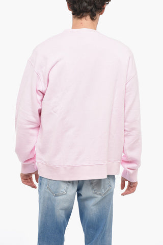 Felpa Girocollo in Cotone Garzato con Logo Stampato