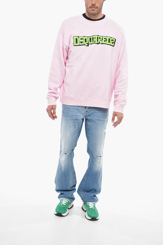 Felpa Girocollo in Cotone Garzato con Logo Stampato
