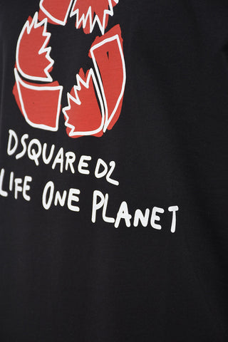 ONE LIFE ONE PLANET Crew Neck RECYCLE LEAF T-Shirt with Print