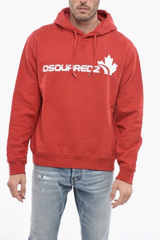 Felpa Hoodie in Cotone Garzato con Logo Frontale