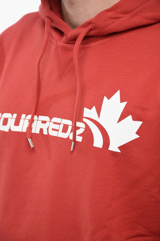 Felpa Hoodie in Cotone Garzato con Logo Frontale