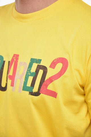Crew Neck Cotton T-Shirt with Printed Logo