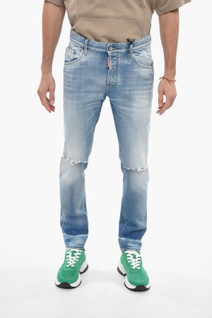 Jeans 5 Tasche Skater Fit con Strappi 16cm