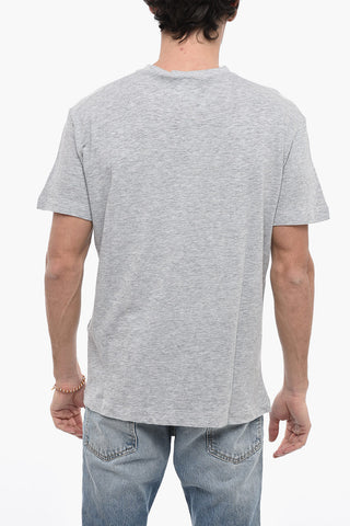 Crew Neck Cotton T-Shirt with Spray Effect Logo