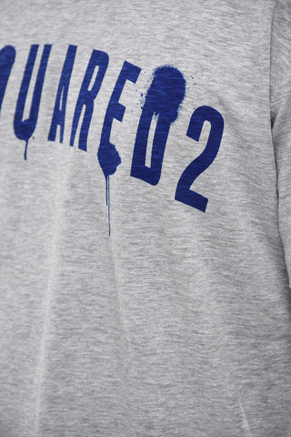 Crew Neck Cotton T-Shirt with Spray Effect Logo