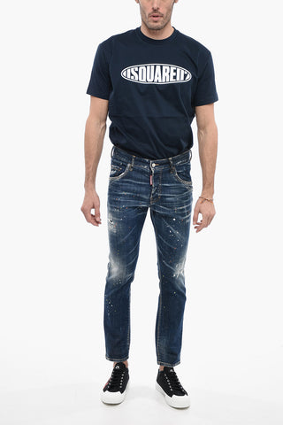 5 Pocket Skater Fit Denims with Sketch Effect Print 16cm