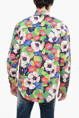 Floral Patterned Cotton Dropped Shoulder Shirt