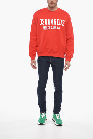 Crew Neck CERESIO 9 Fleece Cotton Sweatshirt