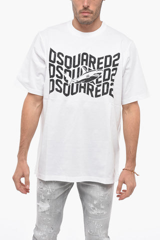 Crew Neck SHARK Slouch Fit T-Shirt with Print