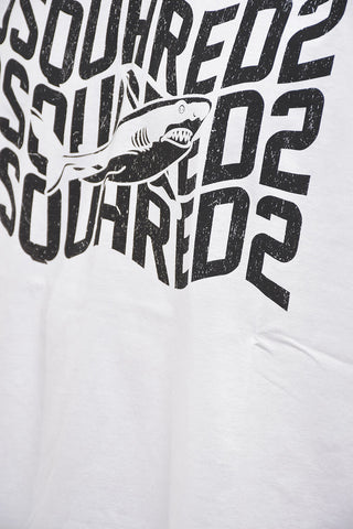 Crew Neck SHARK Slouch Fit T-Shirt with Print