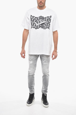 Crew Neck SHARK Slouch Fit T-Shirt with Print