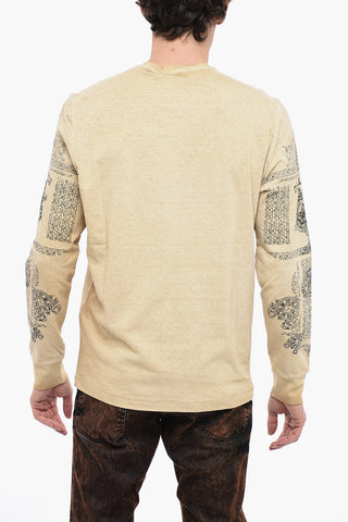 Crew Neck Cotton T-Shirt with Lettering Logo