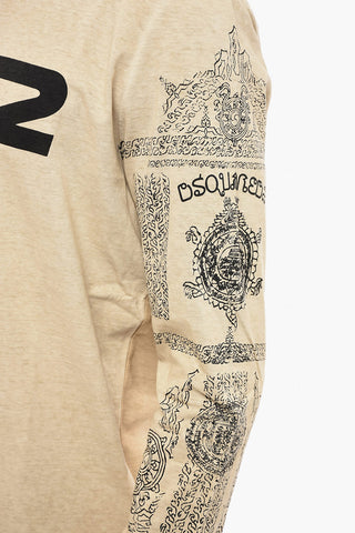 Crew Neck Cotton T-Shirt with Lettering Logo