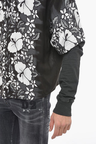 Double-Fabric Bowling Shirt with Floral Pattern