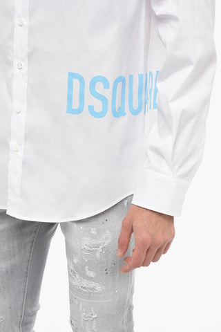 Dropped Shoulder Cotton Shirt with Printed Logo