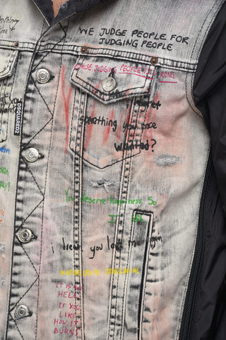 Giacca a Vento GRAFFITI con Fronte in Denim
