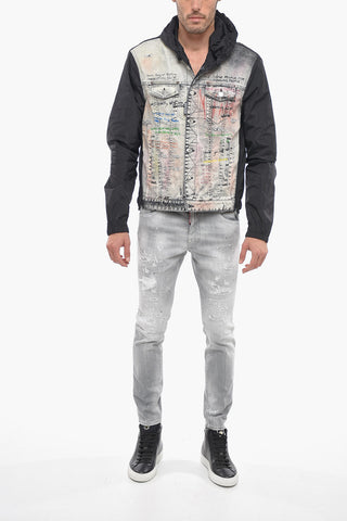 Giacca a Vento GRAFFITI con Fronte in Denim