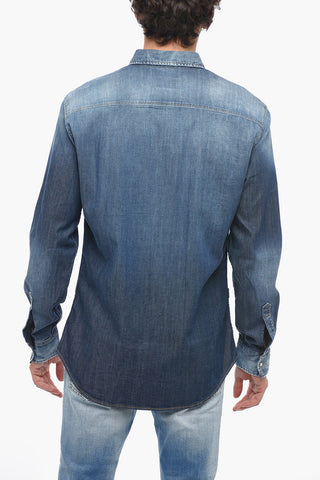 THE SMURFS Button-down Denim Shirt with Patches