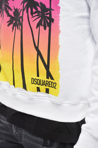 Fleece Cotton PALM SUNSET Crew Neck Sweatshirt