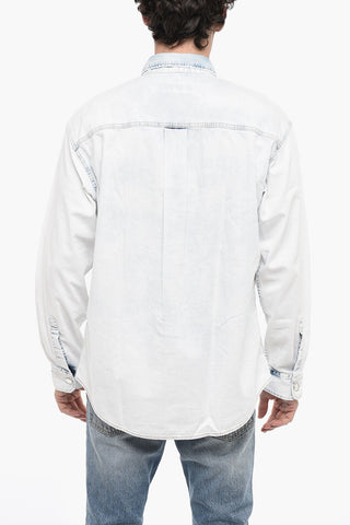 Stone Washed Denim Shirt with Snap Buttons