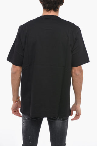 Solid Color CATEN'S BEACH Crew-neck T-Shirt with Iridescent Print