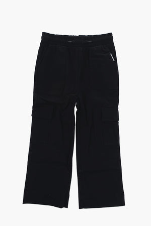 Pantaloni Cargo a Gamba Ampia con Elastico in Vita