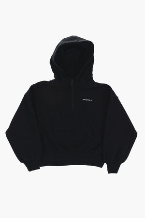 Fleece Cotton-Blend Hoodie with Half Zip